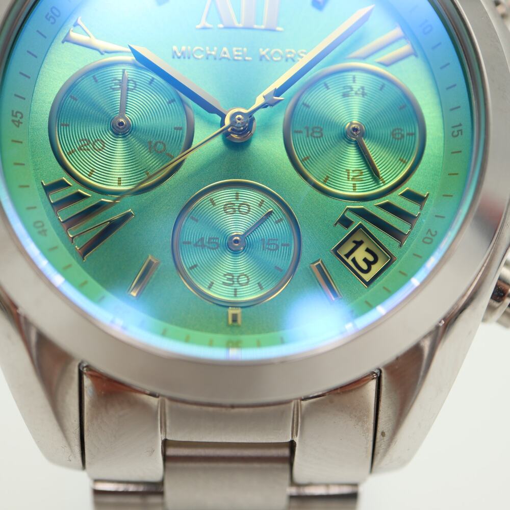 Michael Kors Bradshaw Silver Tone 37mm Chronograph Watch MK6197 w New Battery - Picture 7 of 12